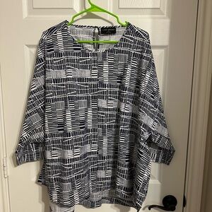 Lane Bryant Black and White Patterned Blouse
